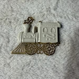 Vintage Lenox Christmas Gold Train Ornament 1994